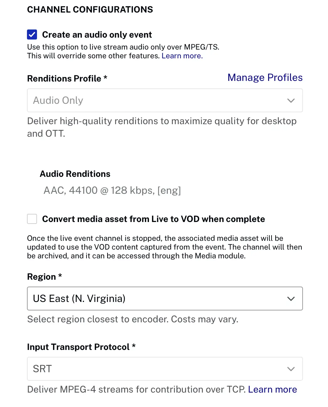 音声のみイベントの取り込み