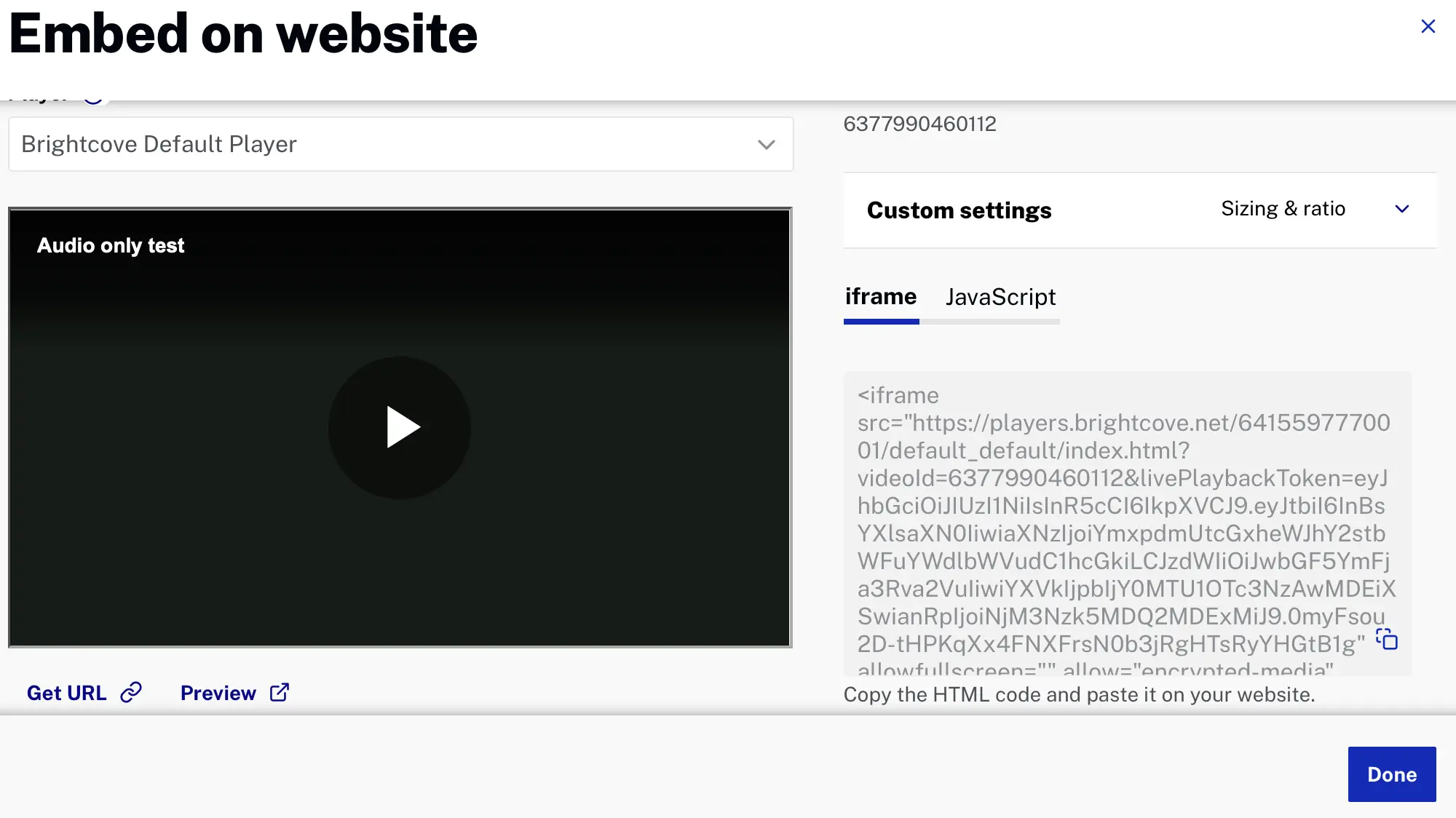 プレーヤー埋め込みコード