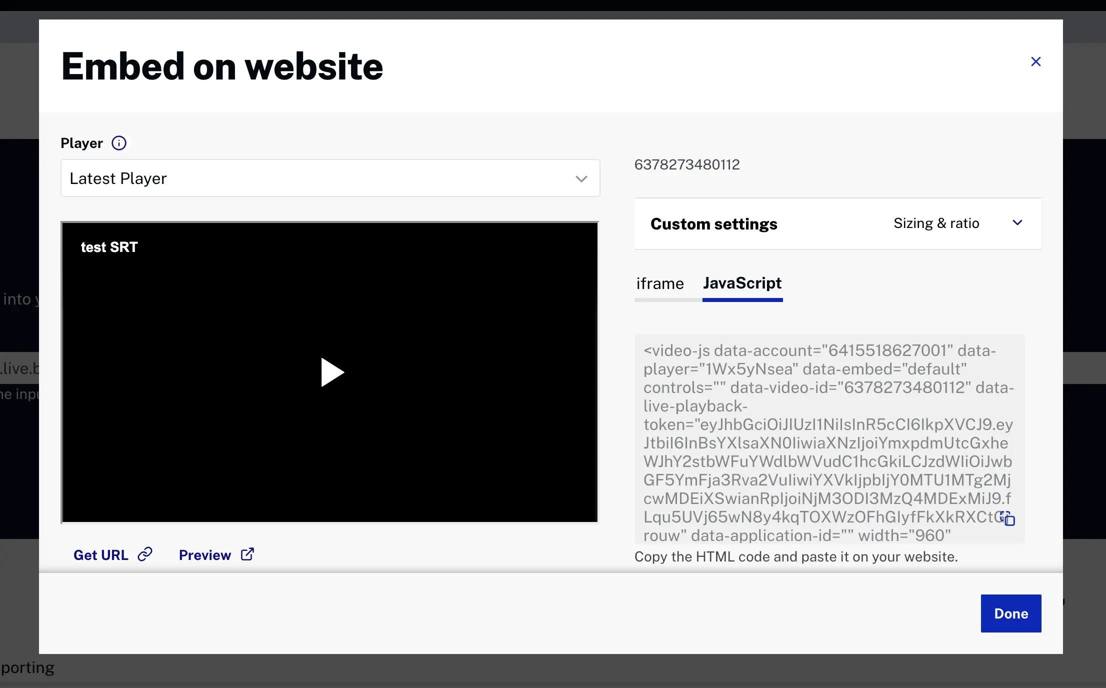 プレーヤー埋め込みコード