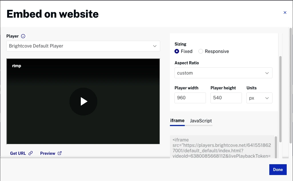 NextGen Live Publish and Embed